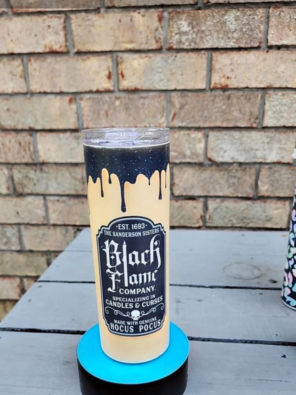 Black Flame Candle Hocus Pocus Spell Book Tumbler